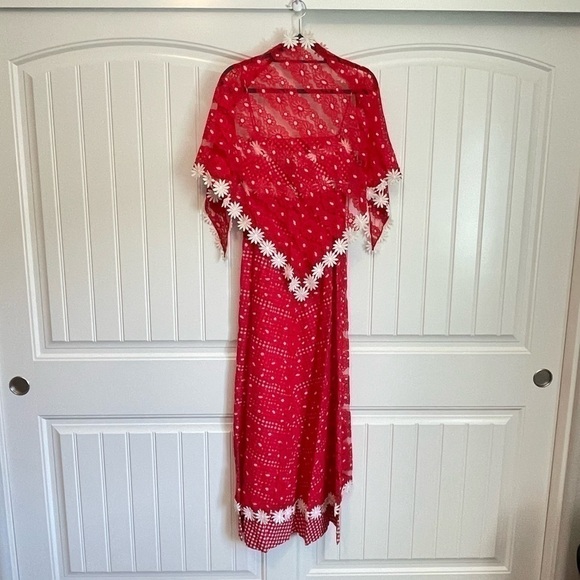 Vintage Eloise Curtis 60’s daisy, gingham and lace 2 piece maxi dress size small - Picture 5 of 16